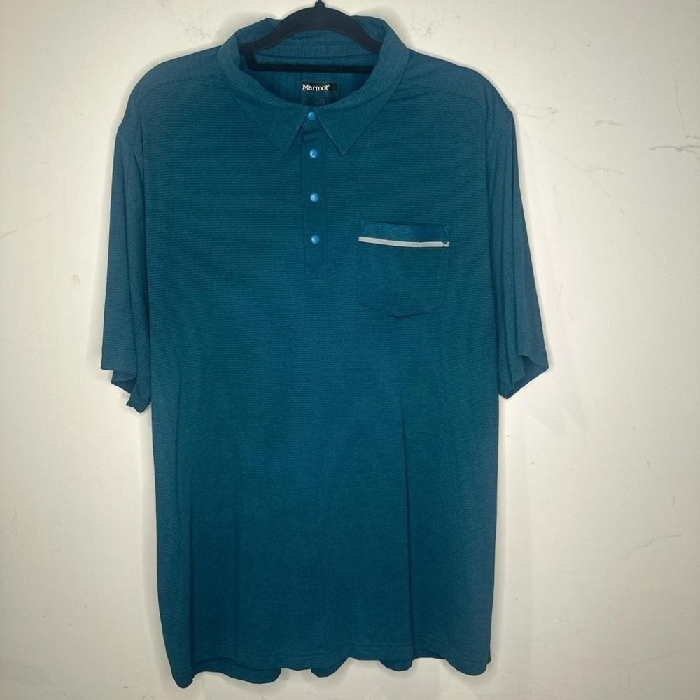 Marmot Shirt Mens Large Laight Short Sleeve Snap Button Polo Turkish Tile XL